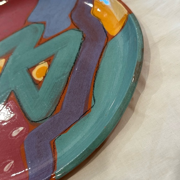 Abstract Studio Art Pottery Hand Made Decorative Plate Signed - Picture 2 of 6